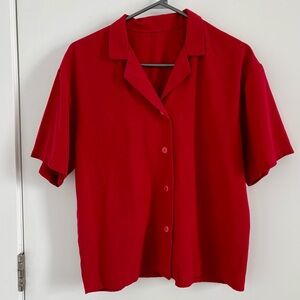 Vintage Red Short-sleeve Button-up